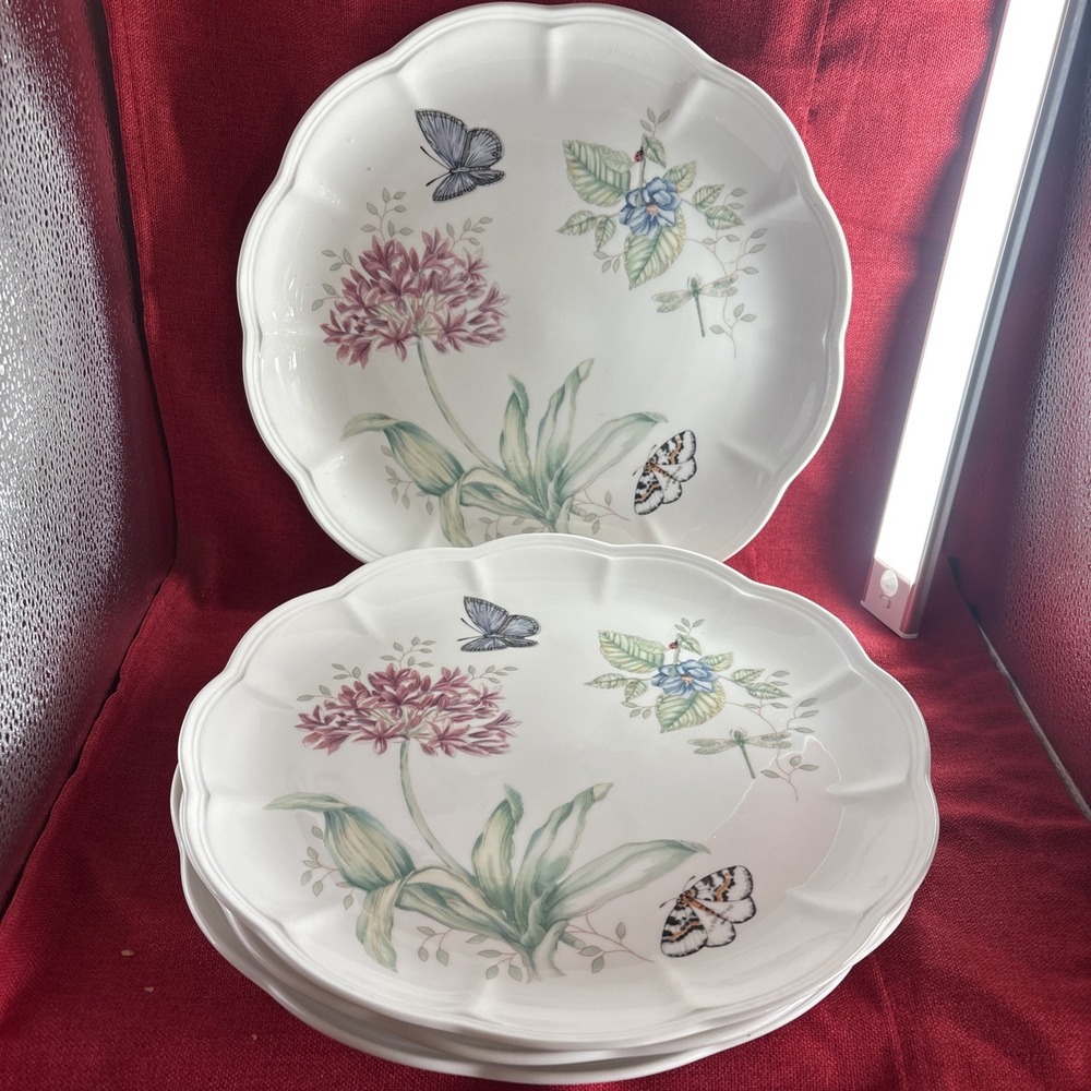 Set of 4 Lenox Butterfly Meadow 11" Dinner Plates exceptional cond